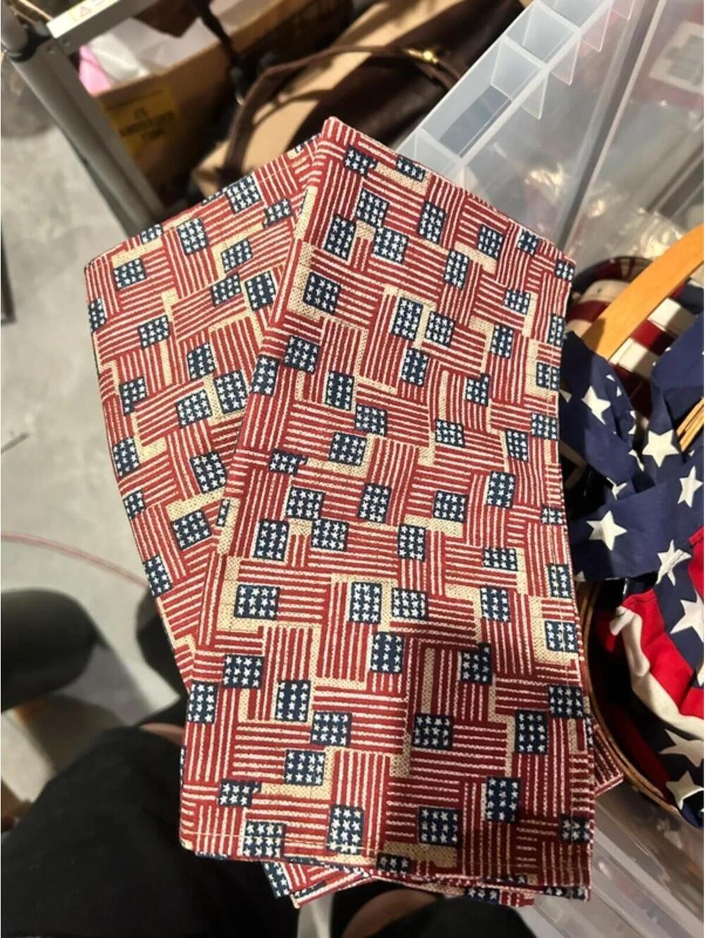 Longaberger Old glory flag fabric napkins set  of two